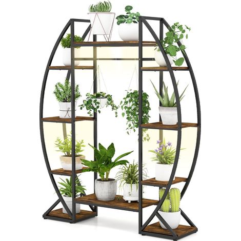 Soporte para plantas de interior con luces de cultivo, estante metálico de 10 niveles