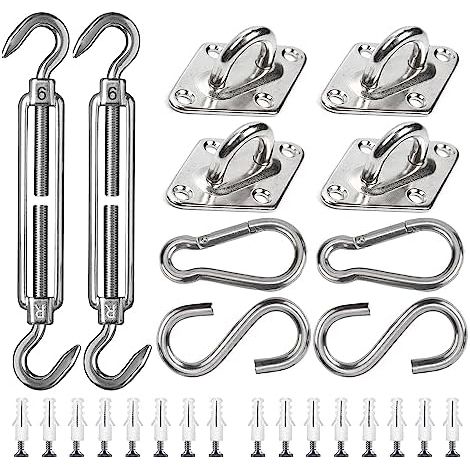 Kit de Fixation pour Voile D'ombrage 42 Pièces Matériel en Acier Inoxydable Installation d'ombrage Rectangulaire et Triangulaire, M6 - (1/5)