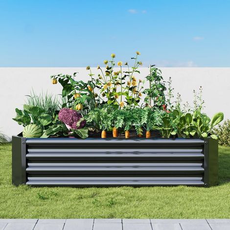 VERFARM Hochbeet-Set aus Verzinktem Metall 120x60x30 cm Schwarz (1/5)