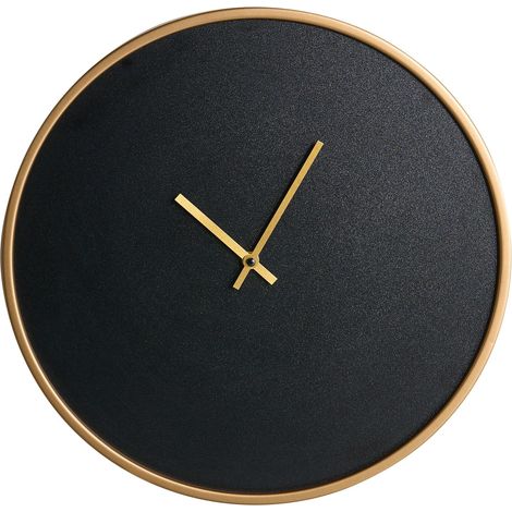 Wall Clock Black MDF Hanging Timepiece Industrial Minimalist Style Gold-Toned Frame and Hands Living Room LUCENS (1/5)