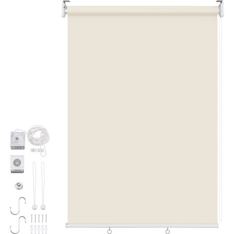 TolleTour Senkrechtmarkise Vertikalmarkise Seitenrollo Sichtschutz für Terrasse Balkon Sonnenschutz UV-Beständig Beige 100x240cm