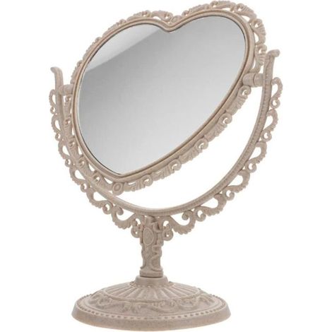 Miroir Cosmétique Double Face Forme Cœur Rotatif - 360° Réglable - Pour Salle De Bain Chambre - 1 Pièce (1/5)