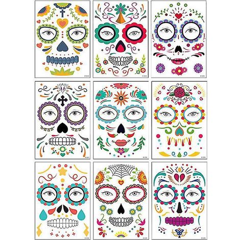 Lot de 9 autocollants pour le visage, pour décorations d'Halloween (1/3)
