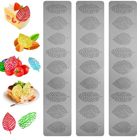 Set di tre stampi in silicone a forma di foglia, ideale per decorare saponi, caramelle e torte, feste di compleanno in cucina e dessert per feste per bambini. (1/5)