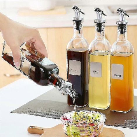 Distributeur d'huile d'olive et de vinaigre en verre, verseur d'assaisonnement, égouttoir à bouteille, bec verseur (1/5)