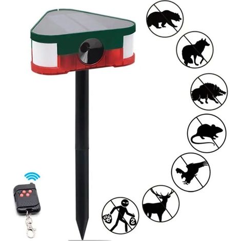 Répulsif Solaire À Ultrasons - Pour Souris Et Animaux Indésirables - 4 Modes De Fonctionnement - Avec Témoin D'Alarme Et Télécommande - 1 Pièce (1/5)