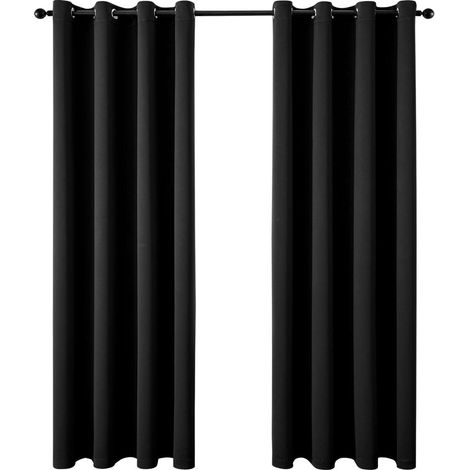Thermovorhang mit Ösen, schwarz, 140x145cm, 2 Stück.