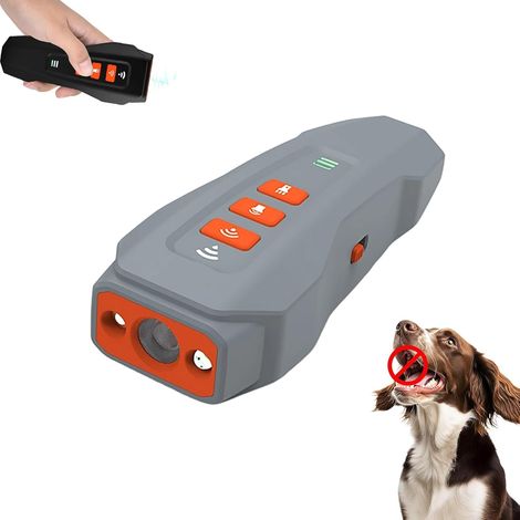 Dispositivo antiladridos para perros, 3 niveles, recargable con linterna, para perros grandes, medianos y pequeños (gris, 1 unidad)