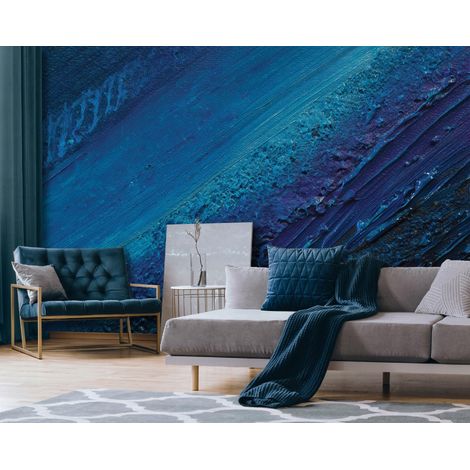 Fototapete Abstrakt Blau, für Wohnzimmer und Schlafzimmer, 150 x 105 cm – Komplettset inkl. Kleister & Anleitung (1/5)