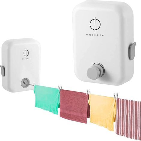Ineasicer Etendoir à Linge Mural Rabattable Gain de Place, Corde à Linge Rétractable pour Interieur Exterieur, Fil à Linge de 4,2 m Solide en Acier Inoxydable, Alternative Compacte au Sechoir Pliable (1/4)