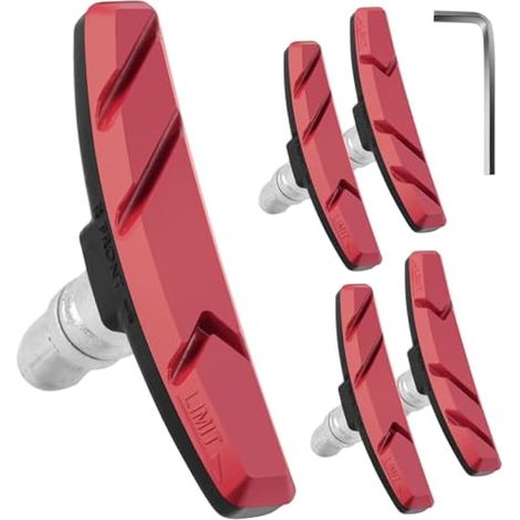 Paire de patins de frein V Bike, 2 paires premium, patins VTT professionnels avec écrous hexagonaux et entretoises, kit de freins V pour vélos de montagne, clé hexagonale incluse (1/5)