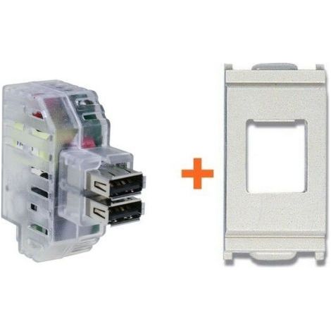 Fanton caricatore doppia presa USB AA 5V 2,4A compatibile Vimar Idea bianca - 82892-IB