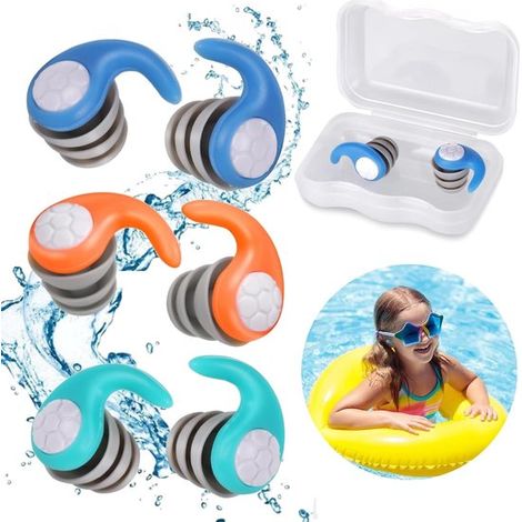 paia，Silicone morbido，Tappi per le orecchie per il nuoto (4-12 anni)，Tappi per le orecchie，Tappi per le orecchie in silicone morbido，Blu (1/5)