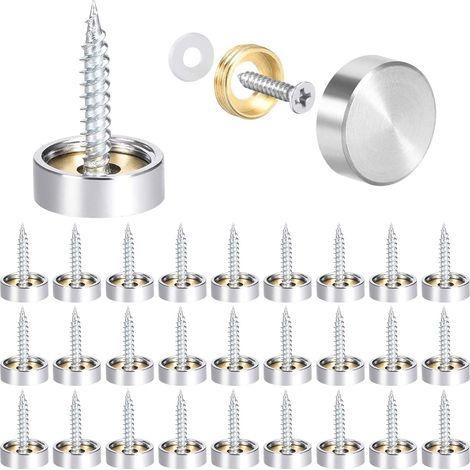 APEX 40 pièces Vis à Miroir 16mm Décoratif Acier Inoxydable Couvercle Cap Clous Vis Cache Couvercle Clous pour Miroir (1/5)