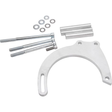 Silberner CNC-gefräster Lichtmaschinen-Montagesatz aus Aluminium, Ersatz für die lange Wasserpumpe des Chevy Small Block. (1/5)
