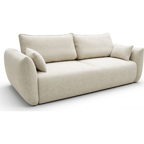 Selsey Zordo – Canapé 3 places convertible avec coffre en tissu chenille, beige clair (1/5)