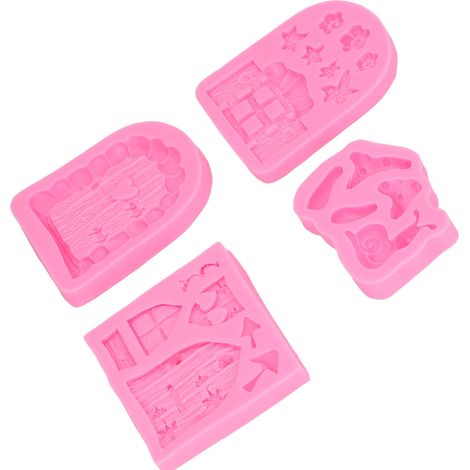 Set mit 4 Silikonformen für Süßigkeiten, Schokolade, Eiswürfel, Modelliermasse, Kekse, Gips, Harz, zum Dekorieren von Cupcakes und Kuchen. (1/5)