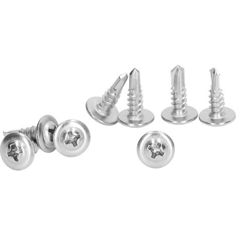 Vis à métaux autoforeuse inox 410 tête fraisée avec rondelle rapide, pour industrie mécanique, 4,8 x 16 mm, lot de 100 pièces (1/5)