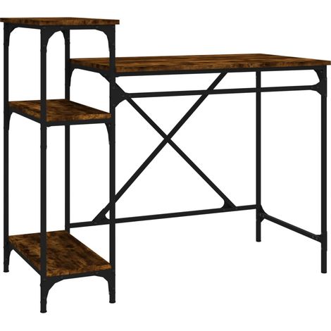 Maison Exclusive - Scrivania Ripiani Rovere Fumo 105x50x90cm Multistrato e Ferro