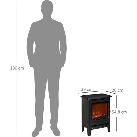 LED Elektrokamin Standkamin mit Flammeneffekt 900/1800W Schwarz (1/5)