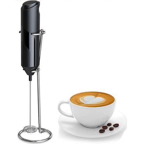 Mousseur à lait avec support, mélangeur à main pour boissons latte, cappuccino, matcha, chocolat chaud, etc. Mousseur à lait électrique (1/5)