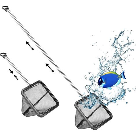 Épuisette télescopique pour aquarium, filet à mailles fines avec long manche extensible (1/5)