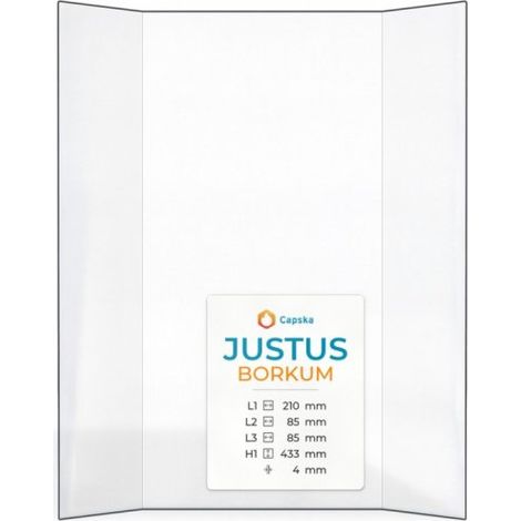 Vitre Justus BORKUM - Verre Prismatique pour poêle à bois - (85 + 210 + 85) x 433 mm (L2+L1+L3 x H1) - 4 mm (1/5)