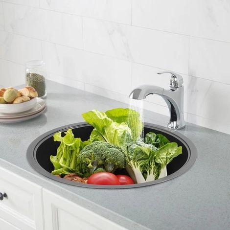 Rundes Edelstahl Küchenwaschbecken-Set mit Deckel, verfügbar für Zuhause, Esszimmer, Keller, 36 19cm (1/5)