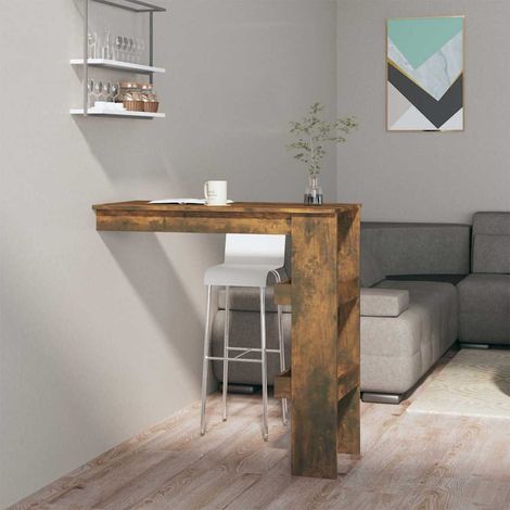 vidaXL Table de bar murale Chêne fumé 102x45x103,5cm Bois d'ingénierie (1/5)