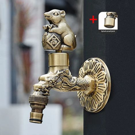 (Modèle 5) Robinet de jardin extérieur en cuivre sculpté antique, pour machine à laver, robinet de toilette de luxe WB8510 (1/5)