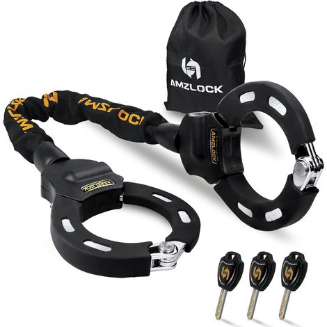 Cadenas Trotinette Electrique, Antivol Trottinette Électrique Lourd de 8mm, Chaine Velo Antivol avec Clé et Sac de Rangement, Antivol Menotte pour Scooters/Bicyclettes/Motos Électriques (1/5)