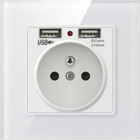 Prise Murale,Carivent Prise Electrique Murale avec Double USB - Chargeur pour iPhone/Android(1 pcs) (1/4)