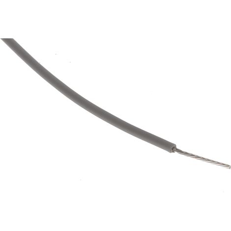 Fil de câblage à gaine PTFE RS PRO, 0,22 mm², 24 AWG, 200°C max, PTFE Gris, 100m ( Prix pour Bobine de 100 Mètres )