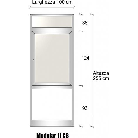 Modulo Continuativo Parete Divisoria in Alluminio Vetro e Luce Opale e Bachelite con Finestra - H2550xL1000 mm - Colore Grigio Mix ITALFROM (1/3)