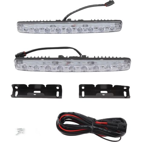Set mit 2 weißen 9-LED-Tagfahrlichtern, langer Streifen, für Auto, Nebelscheinwerfer und Tagfahrlicht. (1/3)
