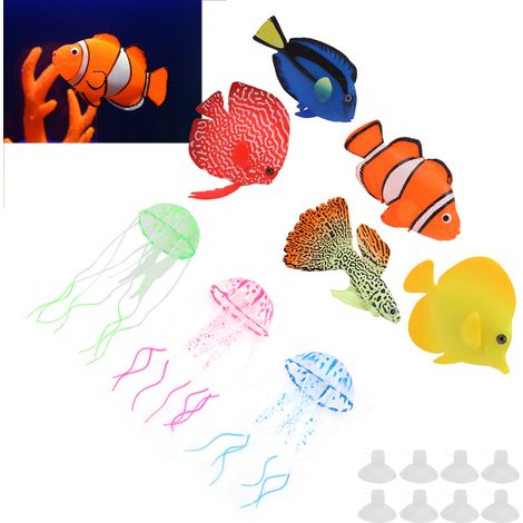 Poissons Artificiels Luminophores pour Aquarium Décoration Paysagère Huit Pièces Inclus Poissons Clowns Guppy Discus Jellyfish-AUTRES (1/5)