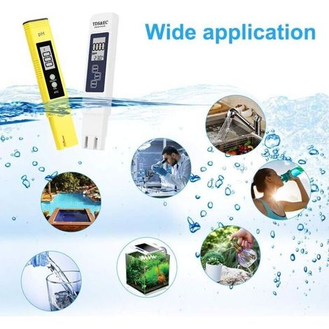 Testeur pH Piscine, Mètre Électronique 4-en-1 PH TDS Testeur de Qualité de l'eau, Température avec Écran LCD,Test pour Potable, Aquariums, Hydroponie, Piscins (1/5)