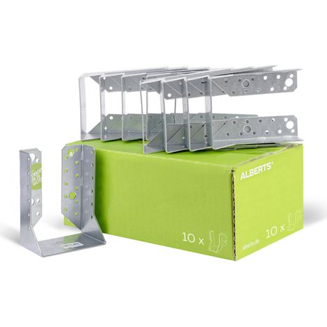 Alberts 848286 Support U, type B, galvanisé Sendzimir, 100 x 140 mm, Set de 10 pièces, Set de 10 pièces