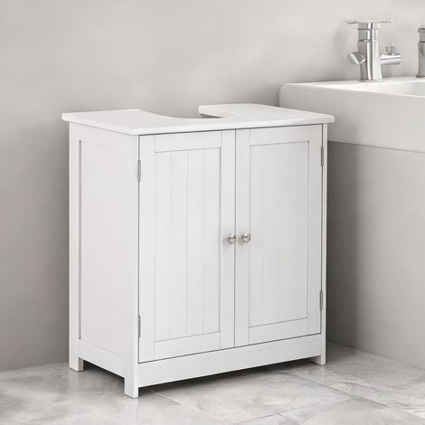 Meuble de salle de bain blanc en MDF 60 x 30 x 60 cm (1/5)