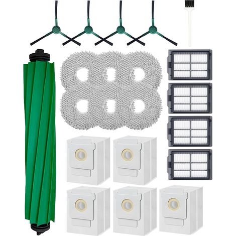 Kit de repuesto de 21 piezas para el robot aspirador iRobot Roomba Plus 405/505 Combo: 1 cepillo giratorio, 4 cepillos laterales, 5 bolsas para polvo, 4 filtros HEPA, 6 paños de limpieza. (1/5)