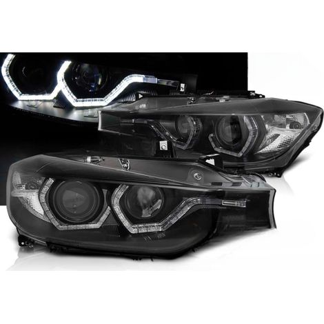 Paire de feux phares BMW serie 3 F30 / F31 de 2011 a 2015 angel eyes noir led DRL-27361194