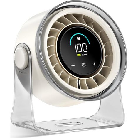 Ventilador de escritorio portátil，ventilador con 100 velocidades，inclinación de 360°，batería recargable，la oficina y la cocina (blanco) (1/5)