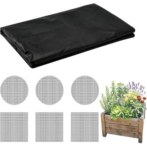 Toiles de Paillage avec 6 Tampons en Maille pour Pot de Fleur, Perméable à l'eau Toile de Paillage, Découpable Toile Paillages, pour Bacs à Plantes et Jardinières (1/5)