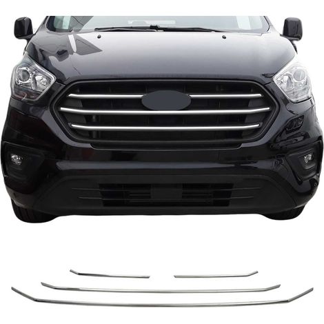Moulure de Grille de Calandre Compatible avec Ford Transit Tourneo Custom 2018 à 2022, Garniture Baguette de Calandre en Acier Inoxydable Argent (1/5)