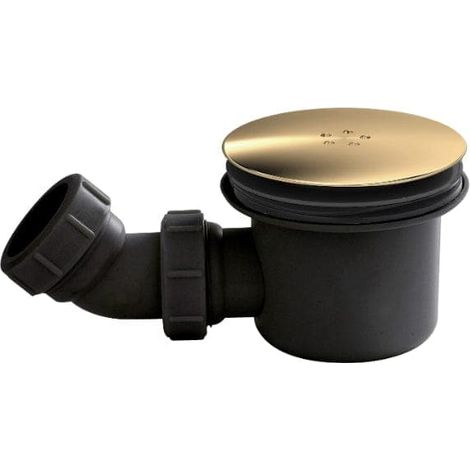 Hudson Reed Black 90mm Fast Flow Shower Tray Waste with Brushed Brass Cover