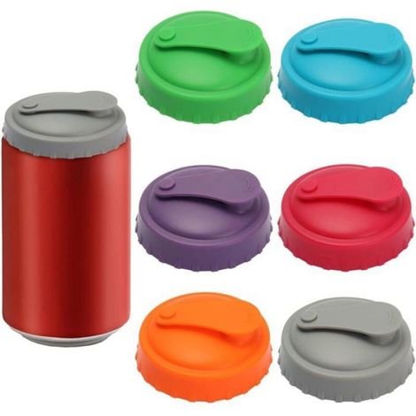 Bouchon Canette - Silicone Alimentaire - Étanche Anti-Poussière - Avec Ouverture Paille - Pour Boissons Froides - Lot De 6 (1/4)
