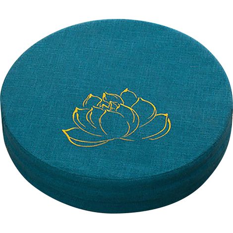 Rundes, festes Meditationskissen aus Schaumstoff, abnehmbarer und waschbarer Bezug aus Baumwollleinen, bequemes Bodenkissen für Wohnzimmer oder Balkon, Seeblau (1/5)