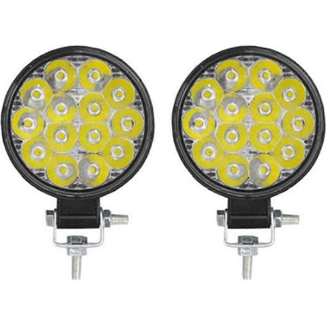 Lot de 2 phares LED ronds universels de 3,4 pouces (8,6 cm) de diamètre, 42 W, pour voiture, moto, camion et tout-terrain. (1/5)