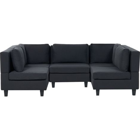 U-förmiges Modulsofa 5-Sitzer UNSTAD Stoff Schwarz