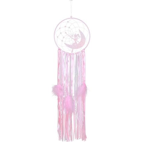 Attrape-rêves fait main, décoration murale bohème vintage avec plumes roses, ornement rétro pour chambre, salle de bain, mariage (1/5)